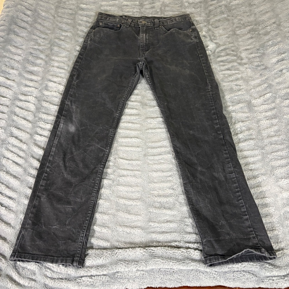 Levis 505 Regular Fit Mens Jeans 31x30 Faded Black Straight Leg Zip Fly AT518